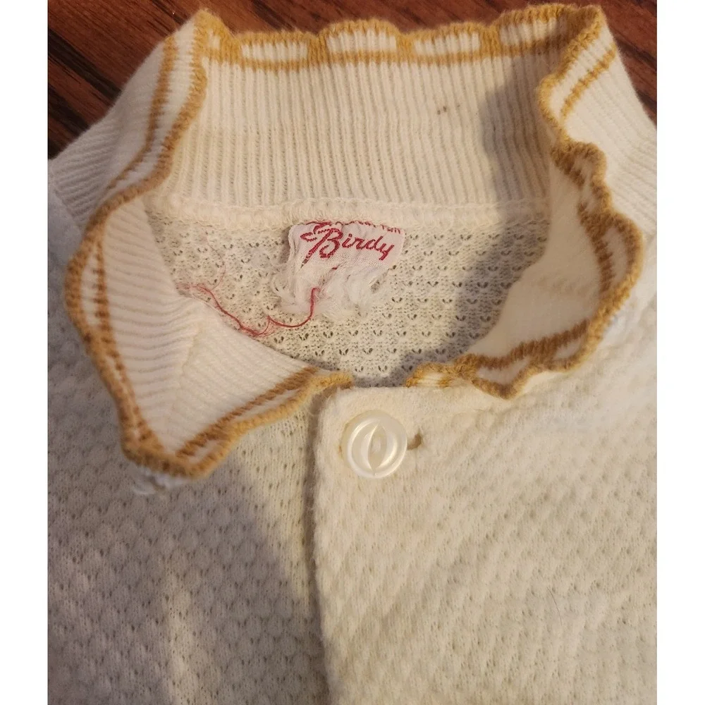 Vintage Two Piece Baby Set Plastic Lined Bottoms With‎ Embroidered Sailboat